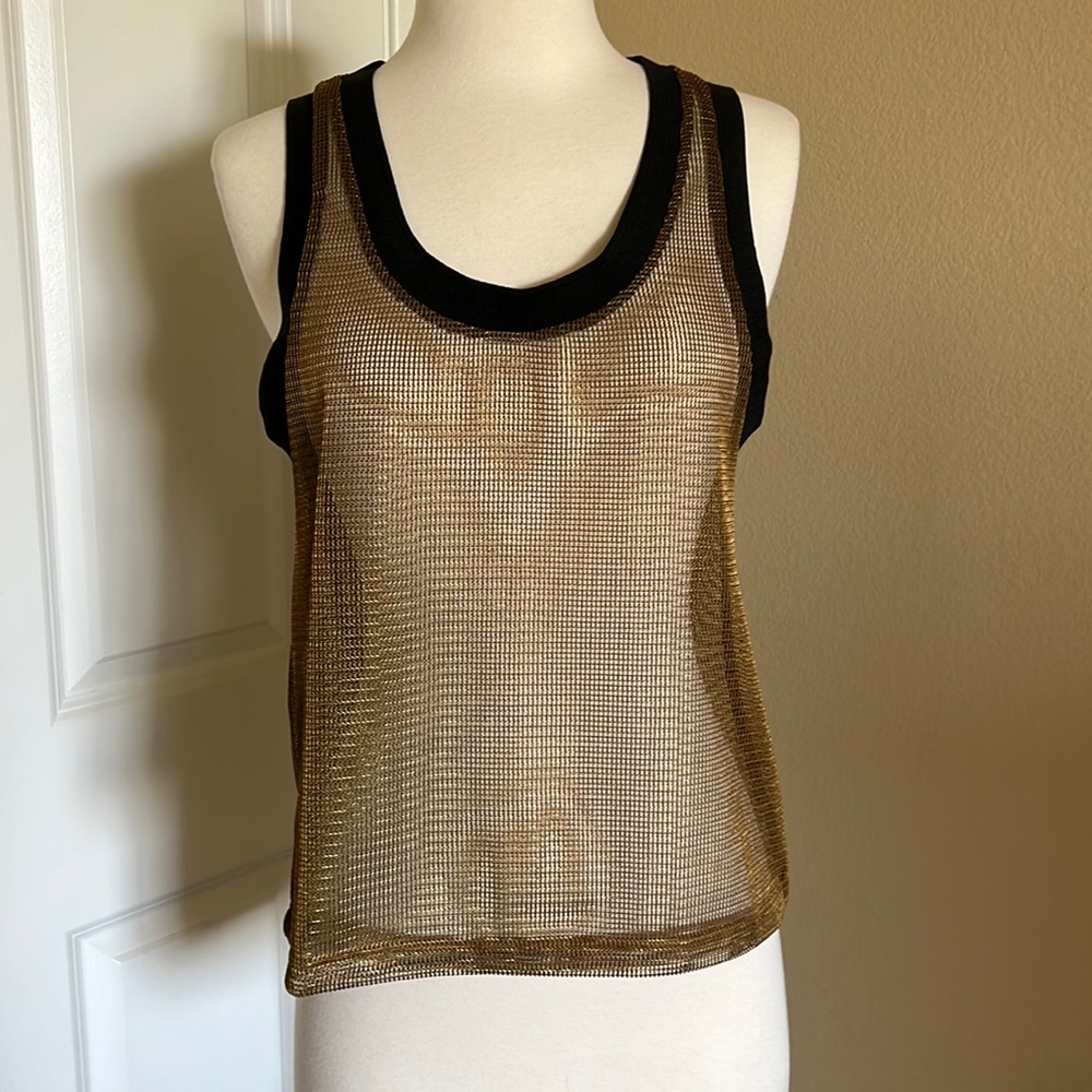 Trendy Gold net tank w black trim